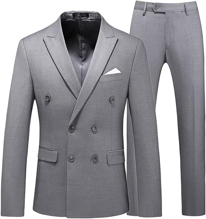 Traje cruzado gris para hombre